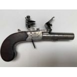 A George III flintlock pocket pistol, by Twigg, London, with turn off steel barrel, engraved lock