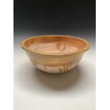 A John Buchanan studio pottery bowl, glaze to rim and impressed mark. Height 14.5cm, diameter 31.