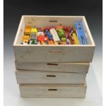 DIECAST TOYS: Four wooden drawers contaiing large qty of diecast toy cars etc including Dinky,