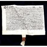EARLY MANUSCRIPT DOCUMENT. Quitclaim, 6th oct 1572. Stephen Turclyff of Moreleigh in Devon,