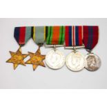 Aircrew Europe group of 5 medals consisting 39/45 Star, Air Crew Europe Star, Defence Medal, War