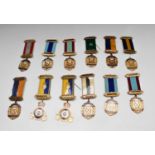 RAOB Medals - 12 gilded brass 25th, 50th, 60th and 100th Anniversary medals.