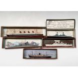 BASSETT - LOWKE - Model ships - 5 ships scale 100 feet to 1 inch. S.S. Mongolia, H.M.S. Lion,