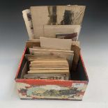Postcards & ephemera - tin containing qty of postcards and greetings cards including RP of
