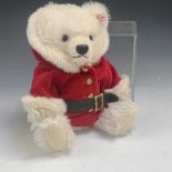 Teddy Bear - Steiff. White bear with red hooded jacket - 1908 Christmas Centenary bear - no