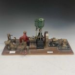 Model Steam engine. Comprising a hand built stationary steam engine with additional equipment