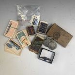R.A.F. silver sweetheart badge, WWII medals - War & Defence Medals in Navy box of issue - lot also