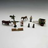 Lead Farm etc: Sacul farmer leading prize bull, and farmhand, and Britains milkman with horse and