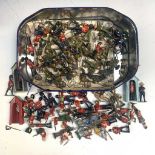 Lead: A large quantity of lead soldiers including world war two figures, guards, knights etc. Also