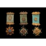 RAOB Medals - 3 better quality silver Roll of Honour Medals, enameled and jewelled. (2 stones