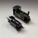 MAMOD/HORNBY O GAUGE: A green Mamod 0-4-0 tank engine, model SL1, plus a Hornby type 40 clockwork