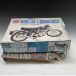 Model kits. Airfix BMW R-75/5 and Norton Commando kits both 1/8 scale- boxes battered but contents