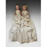 Two German bisque dolls. The baby doll with jointed composite body marked 1896 Germany, 26cm, the