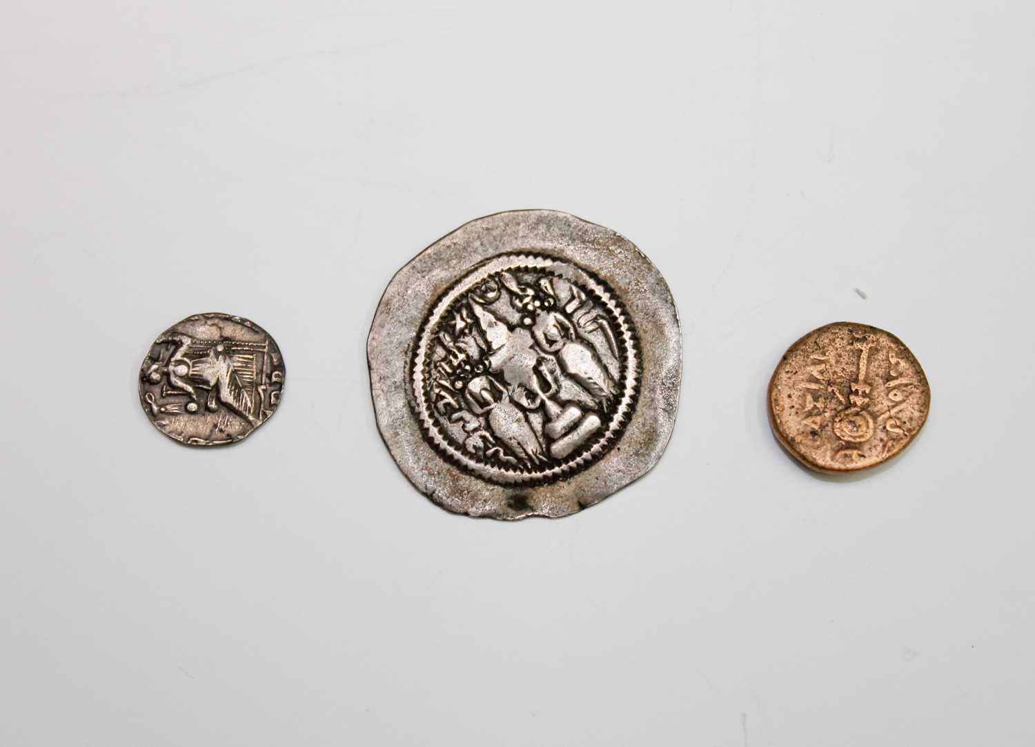 ROMAN & LATER COINS (x 3). Lot comprises: A Roman ? gold coin (weight 2.5 gms); a small slver