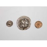 ROMAN & LATER COINS (x 3). Lot comprises: A Roman ? gold coin (weight 2.5 gms); a small slver