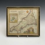 ENGRAVED MAP. 'Cornwall Drawn from an Actual Survey'. Hand coloured engraved map by Thomas