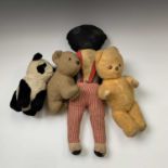 A Golliwog, length 54cm, and three other soft toys (4).