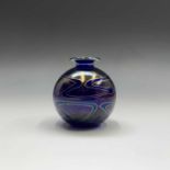 A Phoenician, Malta art glass vase, of spherical form, with mottled blue and gilt decoration,