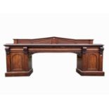 A large early Victorian mahogany pedestal sideboard, width 295cm.