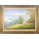 Christopher OSBORNE (b. 1947) 'Morning on Coombe Down' Oil on canvasSignedInscribed as titled and