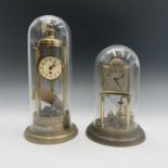 A German brass 30 day torsion clock of portico form with five column supports, the movement