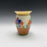 A Newport Pottery Bizarre by Clarice Cliff 'Crocus' pattern angular vase, printed marks and