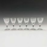 A set of six Royal Brierley 'Honeysuckle' pattern sherry glasses. Height 12cm.