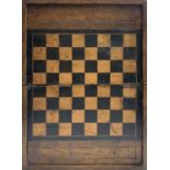 A 19th century mahogany large format mahogany and inlaid folding chess board, total size 53cm X 72cm