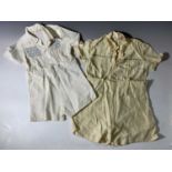 Three children's 1930s/40s romper suits, a child's silk blouse, bibs and other items.