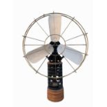 A "Jost's patent Radio Fan", with large (78cm diameter) three-bladed fan, the piston driven movement