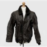 A USNavy leather flying jacket size 46" with label and official markings, intermediate type G1,