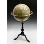 A Late 19th century French Terrestrial 30cm Globe, by Ikelmer, Paris, with brass fittings, on a