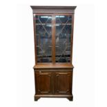 A mahogany bookcase, 19th century, with a pair of astragal glazed doors enclosing shelves, the lower
