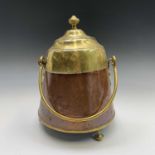 A Dutch copper and brass ash pan and cover, late 18th/early 19th century, of tapered form, with