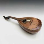 An Italian rosewood and inlaid eight string Mandolin, length 60cm.Condition report: See images for