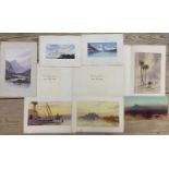 A collection of 10 'Christmas Card' watercolours of mostly Eastern scenes.