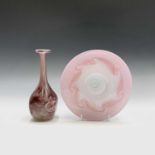 Art glass - A Vasart pink glass bowl, diameter 22cm, and a Mtarfa glass vase, height 20cm (2).