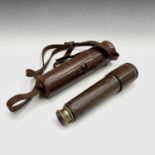 A military three draw brass telescope, stamped TEL.SCT.RECT. Mk II BC Ltd & Co, 15298 and broad