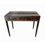 A French Art Deco macassar and bone inlaid side table, possibly after Emile Jacques Ruhlmann, with a