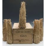 Vintage Port: Five bottles of Grahams 1963 Vintage Port, in OWC, bottled 1965, in original straw