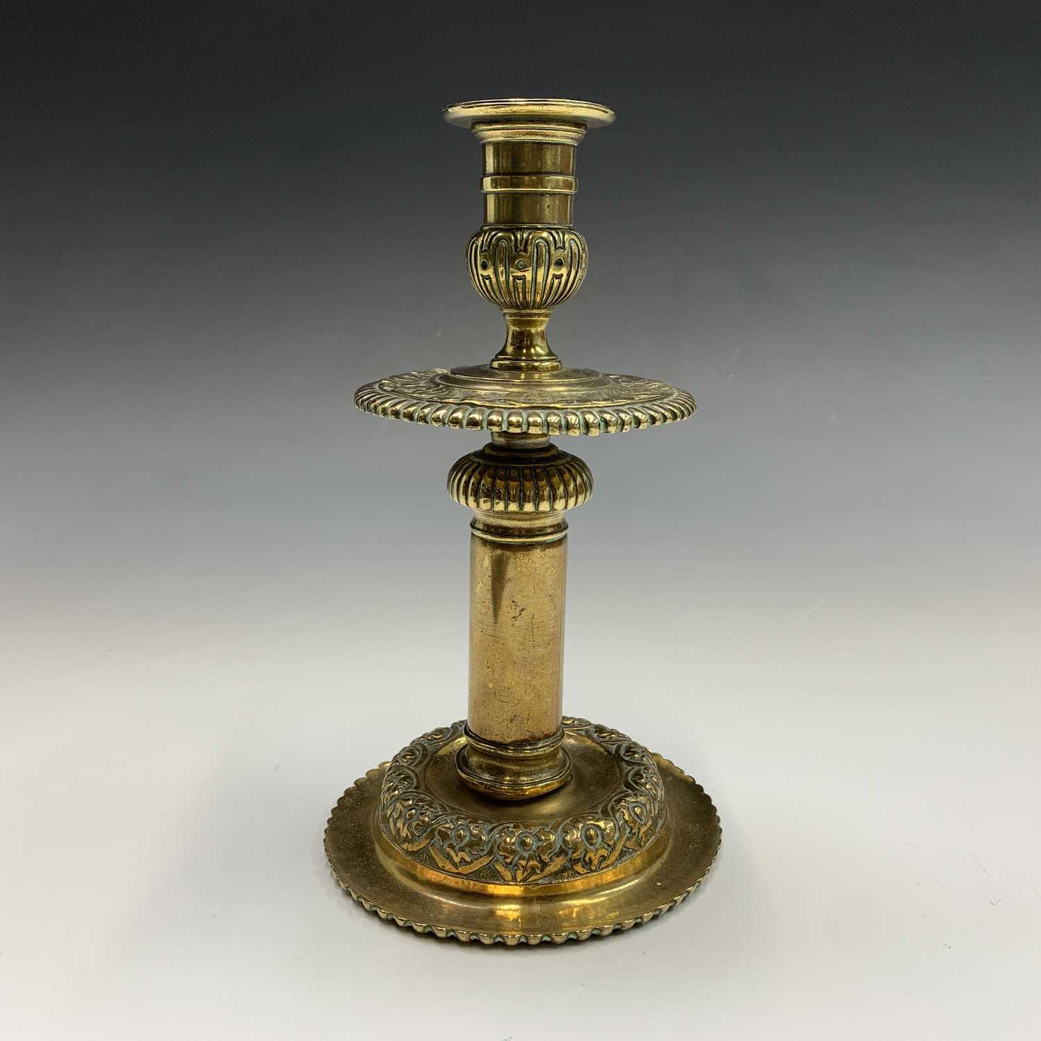 A late Victorian tall brass twist candlestick, height 52cm, together with six various brass - Image 15 of 20