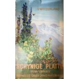 E Hodel Schynige Platte 6454 ft. Bernese Oberland Railway, original poster printed by Bender circa