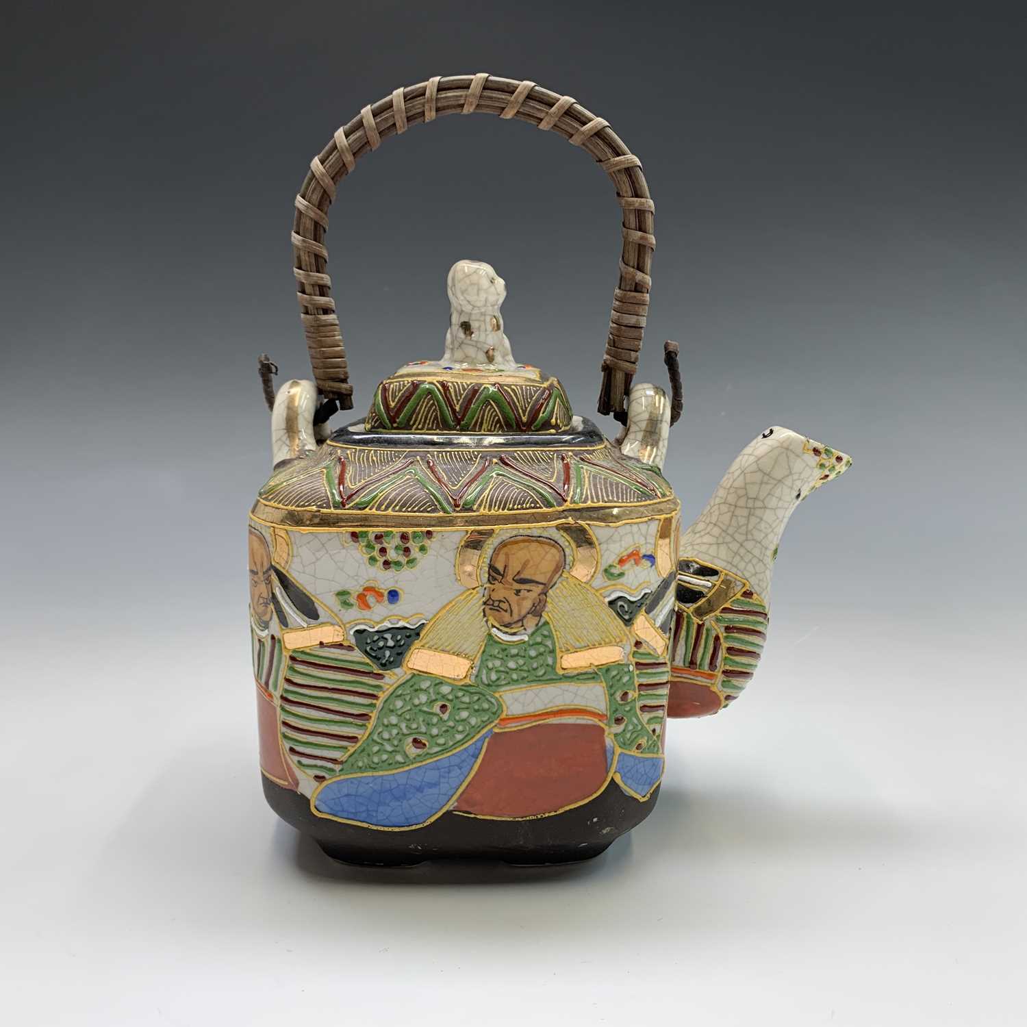 Four assorted Japanese Kutani vases, the largest 22cm, together with a Japanese teapot and a jar and - Image 5 of 19