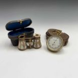 A Military issue pocket barometer and altimeter and leather case, by T A Reynold Son & Wardale (T.