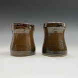 Lowerdown pottery, A Jeremy Leach pot, of slightly waisted form, brown glazed, height 12cm, and
