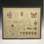 T Alan KEITH-HILL (20th Century) Heraldic Map of CornwallA modern map evoking traditional styles,