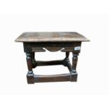 A pair of oak joint stools, circa 1910, height 32.5cm, width 43cm, depth 24.5cm,