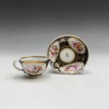 A rare early Victorian miniature porcelain teacup and saucer, possibly Grainger's Worcester with