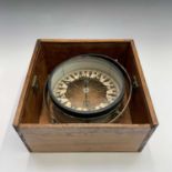 A marine dry card compass, paper card suspended with silk thread and thin magnetic wires, cased,