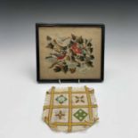 A 19th century needlework picture depicting birds amongst flowering branches, 19 x 23cm (sight